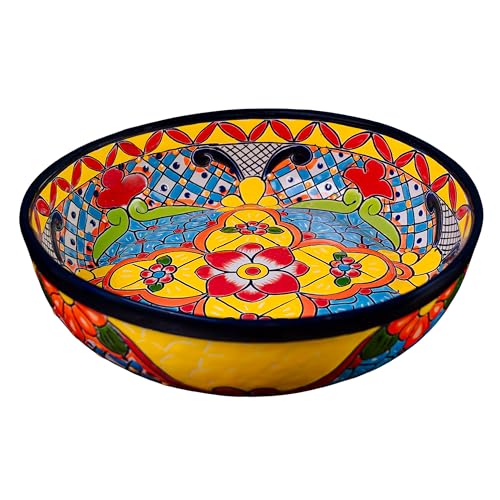 COBAZUL Talavera Fruit Bowl - Pottery Serving Dishes for Table or Kitchen - Mexican Bowl Talavera Pottery Dinnerware - Frutero para Mesa de Comedor (Casa Grande)