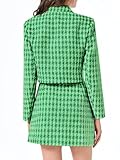 Cicy Bell Womens Cropped Tweed Blazer Sets 2 Piece Outfits and Mini Skirt Sets Business Casual Suits Green