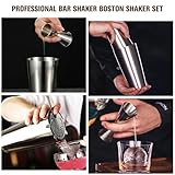 Boston Shaker Cocktail Set Bartender Kit, 12 Pcs Drink Shaker with Strainer Bartending Martini Shaker Tin with 18oz & 28oz Mixed Alcohol Shaker Professional Stainless Steel Bar Tool for Beginner