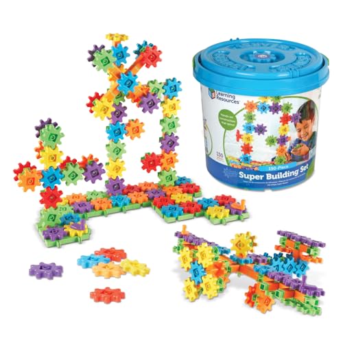Learning Resources Gears! Gears! Gears! Super Building Toy Set, STEM Toys, Construction Toys, Gears for Kids, 150 Pieces, Ages 3+