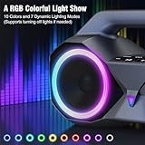 KMAG Portable Bluetooth Speaker - IPX7 Waterproof Wireless Speakers with 80W Loud HiFi Stereo Sound, 20H Playtime, Dynamic Light, Deep Bass, Dual Pairing, 5.3 BT for Outdoor, Gifts