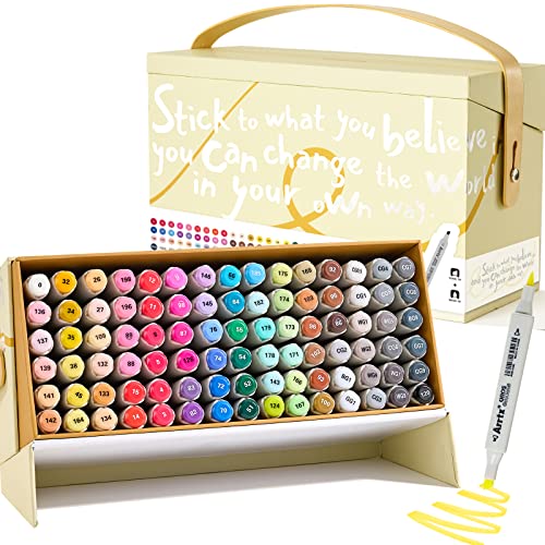 Arrtx Alcohol Markers OROS 90 Colors,Brush and Chisel Tip,Art Markers for Artists Adult Coloring Sketch Illustration, Comic