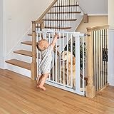 Babelio Baby Gate for Doorways and Stairs, 26''-40'' Auto Close Dog/Puppy Gate, Easy Install, Pressure Mounted, No Drilling, fits for Narrow and Wide Doorways, Safety Gate w/Door for Child and Pets