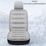 2PCS Car Seat Cushion Luxury Plush Seat Covers for Front Car Seat Bottom+Backrest,Seat Cushion Protector Universal Warm in Winter Works with Sedan SUV Pickup Minivan (Gray)