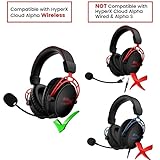 Mic Replacement for HyperX Cloud Alpha Wireless Gaming Headset, 3.5mm Detachable Noise Cancelling Microphone with LED Mute Indicator for PC, Xbox One, PS4, PS5 Black