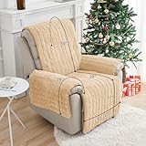 RBSC Home Plush Recliner Slipcover 23 Inches Beige Chair Covers Artificial Wool Lazy Boy Cover Quilted Cover for Recliner Chairs and Furniture Soft Warm