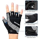 Souke Sports Cycling Bike Gloves Padded Half Finger Bicycle Gloves Shock-Absorbing Anti-Slip Breathable MTB Road Biking Gloves for Men/Women Black Large