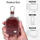 MRPLUM Earbud Carrying Case Small Compatible with PU Leather Hard Portable Earphone Case Protective Storage Pouch Bag with Mesh Pocket & Keychain for Wireless Headphone USB Cable (Brown)