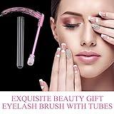 Dming 20 Pieces Disposable Mascara Brushes Eyelash Brush Lash Wand Diamond Mascara Wands with Tube Makeup Tool Lash Spoolies Sanitary Brushes Lash Extension Supplies (tube sky pink 20)