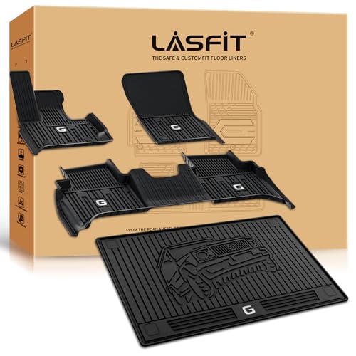 LASFIT Floor Mats & Trunk Mat for Mercedes Benz G Class 2025 2024 2023 2022-2019 G550/G580/G63 AMG SUV, All Weather TPE Custom Fit Car Liners,1st & 2nd Row Floor Mats & Cargo Liner,Black