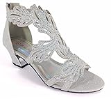 Enzo Romeo Lime03N Womens Open Toe Mid Heel Wedding Rhinestone Gladiator Sandal Wedge Shoes (Silver, 8.5)