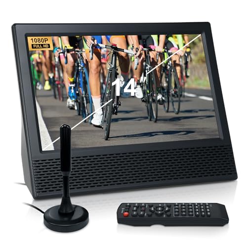 Docooler 14 inch Portable TV with Antenna, ATSC Digital TV Player with Remote Control, Mini Portable Car TV Television with Built-in 8800mAh Battery for Campervan, Camping, Outdoor, Car, Kitchen