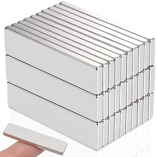MIN CI Super Strong Neodymium Magnet Bar, 40X10X3mm Powerful Rare Earth Magnets Strip Heavy Duty, Small Rectangular Magnets Tiny for Fridge, Crafts, Science, Office, DIY, Pack of 30