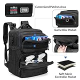 PGmoon Tactical Game Backpack Compatible with PS5/PS5 Slim/PS5 Pro/PS4 Console, Travel Carrying Case Storage Bag for 15.6" Laptop, Portable Monitor, Controller and Other Gaming Accessories