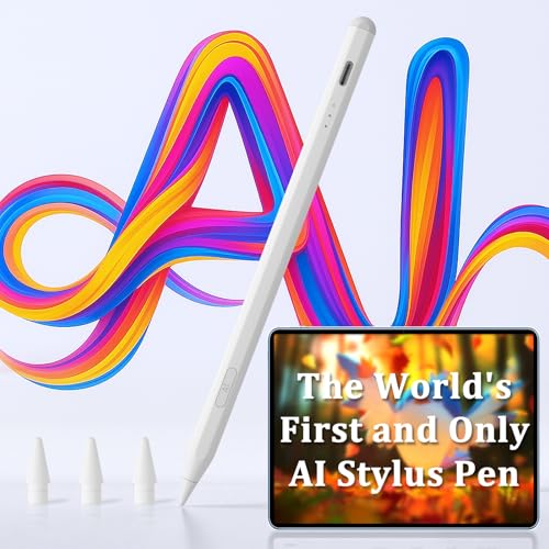 AI Stylus Pen for iPad with Built-in AI Assistant – 6 Smart Functions, Custom Shortcut Keys, Tilt Sensitivity–iPad Pencil (2018-2025) for iPad Pro 11"/12.9"/M4, Air 3/4/5/M2/M3, Mini 5/6 Gen
