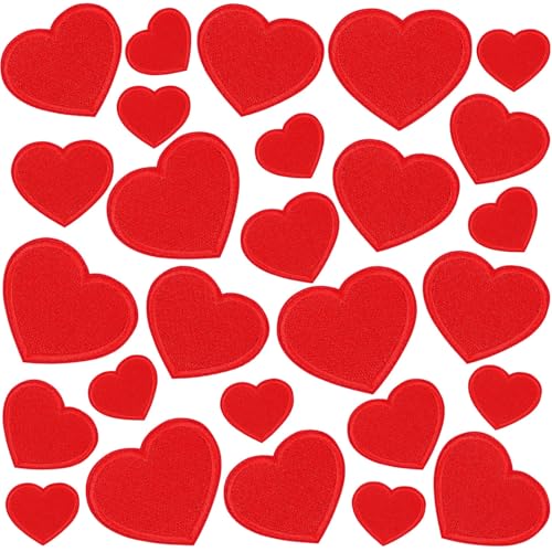 36pcs Red Heart Iron on Patches Valentine's Day Clothing Embroidered Colorful Shiny Red Heart Sew on Patches Applique Repair Patch ﻿DIY Crafts for Clothing Jacket Jeans Pants Dress Backpack Hat Decor