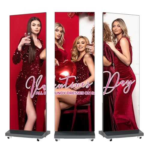 LED Digital Signage Display with Flight Case, P1.86 Spliceable LED Poster Screen with Publishing System, Foldable Advertising Display Kiosk for Events and Rentals, WiFi/USB/HDMI (1 Panel), Black