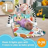 Fisher-Price Baby Playmat Glow and Grow Kick & Play Piano Gym, Blue Musical Learning Toy with Developmental Activities for Newborns 0+ Months