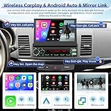 Fuluku 7 inch Motorized Retractable MP5 Wireless carplay Single Din Car Stereo with Android Auto, 1080P Touch Screen 1 Din Radio Bluetooth/FM/SWC/Mirror Link Backup Camera MIC