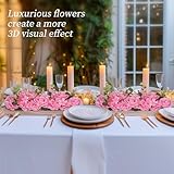 BLOSMON Artificial Flowers Wedding Centerpieces - 6 Pcs Pink Fake Silk Rose Floral Arch Arrangements Center Piece for Party Bridal Shower Reception Head Dinning Table Runner Decorations