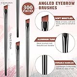 300 Pcs Disposable Eye Brow Brush Multifunction Eyebrow Cosmetic Brushes for Eyebrows Portable Angled Professional Brow Tint Esthetician Supplies Bulk(Black)