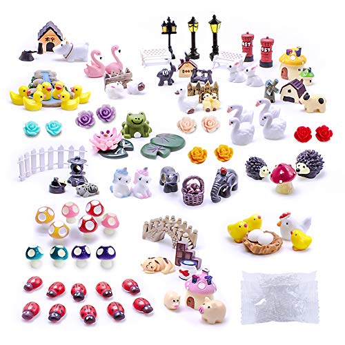 Dracarys Selected 100 Pcs Fairy Garden Accessories, Mini Resin Animals, Miniature Figurines, Micro Landscape Ornaments Kit, Garden DIY Animals, Environmental Resin, Forest Encounters