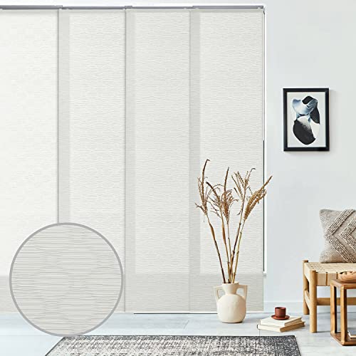 GoDear Design Adjustable Sliding Panel Track Blinds, Patio Door Blinds, Vertical Window Blinds, Extendable Track from 45.8" to 86" W, Trimmable Panel Curtains Up to 96", Light Filtering, Flat White