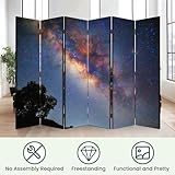 6 Panels Folding Screen Room Divider Milky Way Galaxy Above secluded Andes Trees Landscape Night Peru Stars Canvas Screen Room Separator Freestanding Protective Wall Divider Privacy Partition