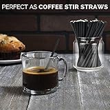 [500 Bulk] 5.75 inch Black Short Paper Straws, Stir Straws for Cocktail, Coffee, Mixed Drinks - Home, Bar and Restaurant Straws - 100% Biodegradable