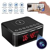 YuanFan Hidden Spy WiFi Camera with 160°View Angle,Cameras Espias Ocultas Nanny Cam,WiFi Secret Camera 4K with Bluetooth Speaker,Night Vision,Alarm Clock,Wirless Charger for Office Home Store(2.4&5G)