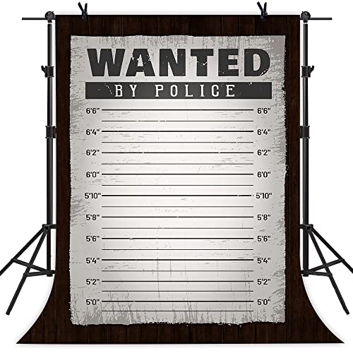 MTMETY Wanted by Police Backdrop Mugshot Height Chart Poster Background Western Cowboy 5x7ft Birthday Wedding Bachelorette Party Decoration Photo Booth Studio Props Cake Table Banner BJLSME343