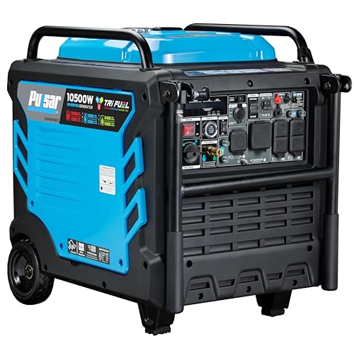 Pulsar PGD105TiSCO Tri Fuel Inverter Generator,10500-Watt Tri Fuel Gasoline Propane Natural Gas Portable 50A Generator with Remote Start, CARB Compliant