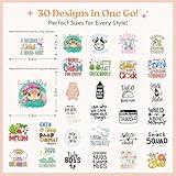 Kaciola Baby Shower Games Iron on Transfers, 30 Sheets DTF Transfers Ready to Press Baby Bodysuit Making Heat Transfer Stickers Iron on Decals for T Shirts Hoodie DIY Crafts (Cute)