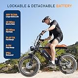 Movcan V60 Pro Electric Bike, 48V 18.2Ah Removable Battery 20” Fat Tire Electric Bike, 1500W Motor 33MPH Top Speed Electric Motorcycle, 7 Speed Dual Hydraulic Brake Ebikes for Adults Electric, Brown