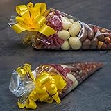 Cone Cellophane Bags,200 Pieces 6.3"x11.8" Cello Clear Cone Shaped Treat Bags with Twist Ties, Plastic Cone Bags Triangle Bags for Popcorn Favor Candy