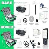 E1 RTK GNSS Survey Equipment 20 Hours Endurance RTK GNSS GPS with IMU Rover & Base Handheld Collector with Survey Software RTK Surveying Equipment,1408 Channels, 5km UHF Range,60° Tilt Survey