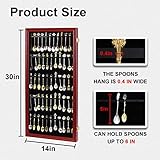 COMSREV 60 Souvenir Tea Spoon Display Case Collection Collector Rack Wall Mount Wooden w/98% UV Acrylic Door Lockable(60 Spoons-Cherry)