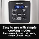 Proctor-Silex Simplicity 4-in-1 Electric Pressure Cooker, 3 Quart Multi-Function With Slow Cook, Steam, Sauté, Rice, Stainless Steel (34503)