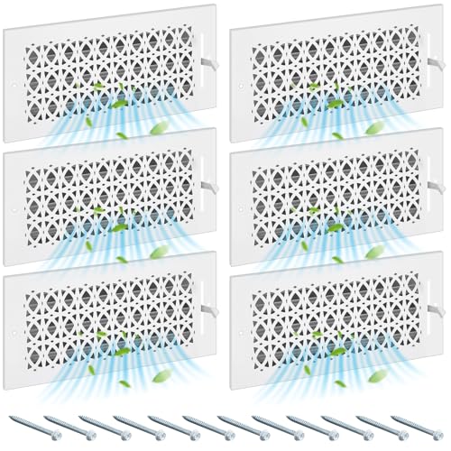 Datanly 6 Pcs Metal 10 x 4 Inch (Interior Size) Vent Cover Ceiling Register Decorative 3 Way Air Sidewall Ceiling Wall Vent Covers, Vent Duct Air Cover, Grille Register for Home, Office