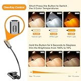 Gritin 9 LED Rechargeable Book Light for Reading in Bed - Eye Caring 3 Color Temperatures,Stepless Dimming Brightness,80 Hrs Runtime Small Lightweight Clip On Book Reading Light for Studying