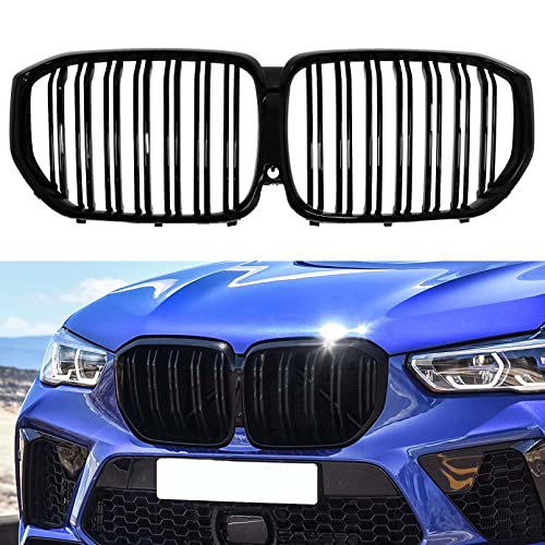 Rongxu Auto X5 G05 Grille Compatible with 2019 2020 2021 2022 2023 BMW X5 G05 Grill, ABS Double Slat Front Kidney Grill, Gloss Black