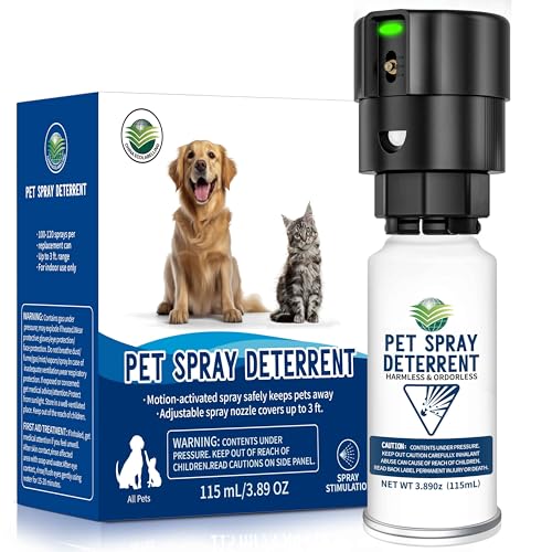 Cat Spray Deterrent System, Automatic Cat Deterrent Spray, Motion Activated Pet Deterrent Spray System for Cats & Dogs Odorless Pet Deterrent, Senses Pets Up to 3 Feet Away, Friendly & Safe