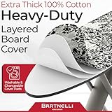 Bartnelli Pro Luxury Ironing Board - Extra Wide 62x19” Steam Iron Rest, Adjustable Height, T-Leg Foldable, European Made