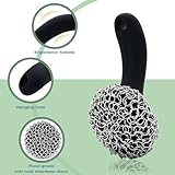 Cast Iron Scrubber with Long Handle | 316 Cast Iron Cleaner Chainmail Scrubber for Cast Iron Pan Skillet Cleaner - Dish Scouring Pad Dishwasher Safe Cleaning Kit (Black, 1 Scrubber + 1 Scraper)