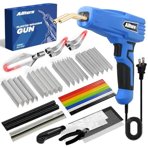 Allturn Upgraded Plastic Welder, 2 in 1 Plastic Welding Kit, Hot Staples Weld Gun, Car Bumper Repair Kit for Most Plastics, Patent Number D970324(Blue)