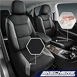 Skechers Memory Foam Car Seat Covers, Air Cool Mesh Thick Seat Covers, Gray Two Front Car Seat Protector, Airbag Compatible, Automotive Comfort & Protection for Most Cars, Van,Trucks, SUV,Grey