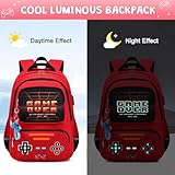 ACESAK Gamer Backpack for Boys - Cool Luminous School Backpack for Boys with Lunch Bag Pencil Case - Kids Boys Backpack Elementary Middle School Book Bags for Teen Boys with USB Charging Port (Red