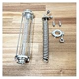 WHYLE Home & Brewing 2" OD64mm Reflux Homebrew Coil Condenser Dimroth with 2" Sight Glass Diopter for Moonshine Distillation Column Cooling Coil SS304 Brewing Accessories(1-4 Female Thread)