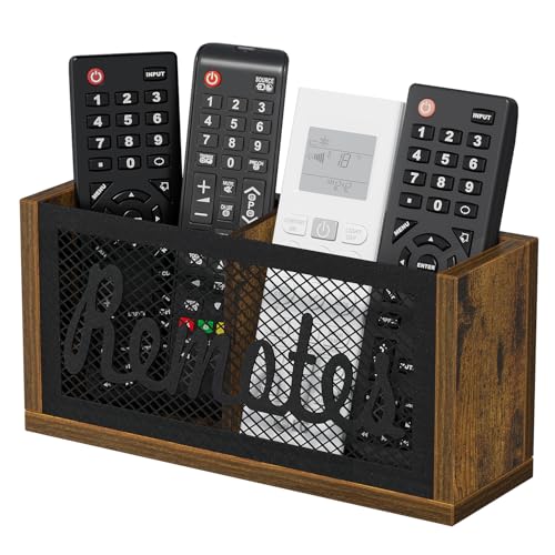 YINMIT Remote Control Holder Wall Mount, TV Remote Holder for Wall, Remote Caddy for Table, Remote Organizer Divided Storage Box for Wall, Table, Living Room, Bedroom