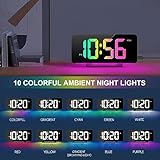 Digital Alarm Clock, Large LED Digital Clock for Bedrooms with 10 Color Changing Night Light, Adjustable Brightness, USB Charging Port, Bedside and Desk Clock for Living Room Office Decor (Black)